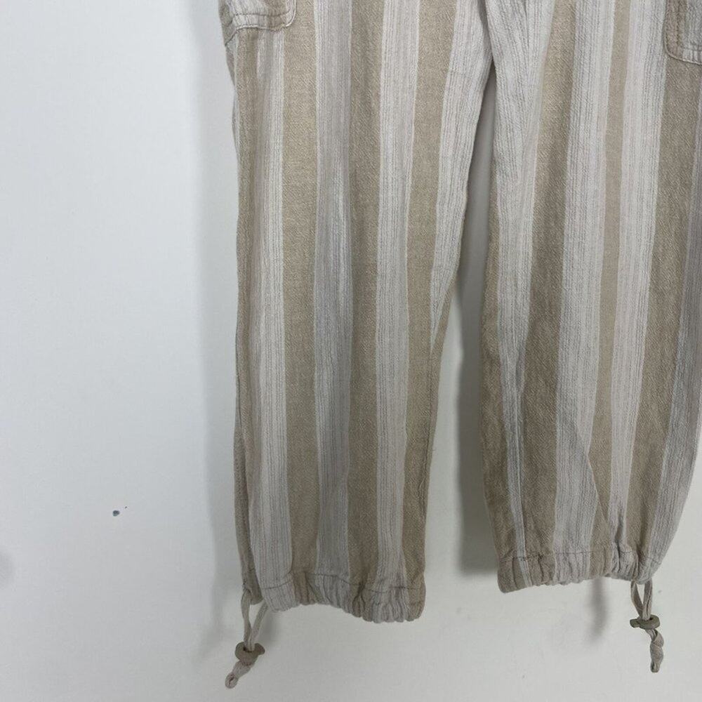Sanctuary x Anthropologie Women's Beige White Linen Blend Cropped Pants Size 26 - Picture 3 of 7